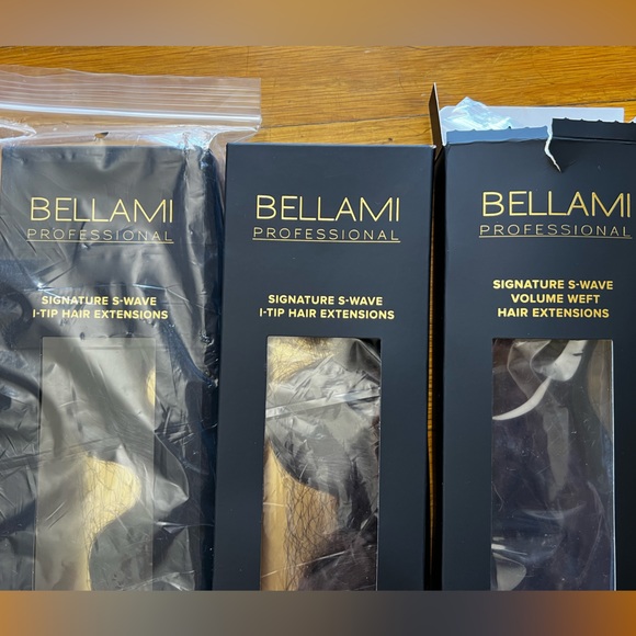Bellami 16in Hair Extensions - 1 Weft & 2 I-Tip Natural Body Wave Off Black - Picture 4 of 10